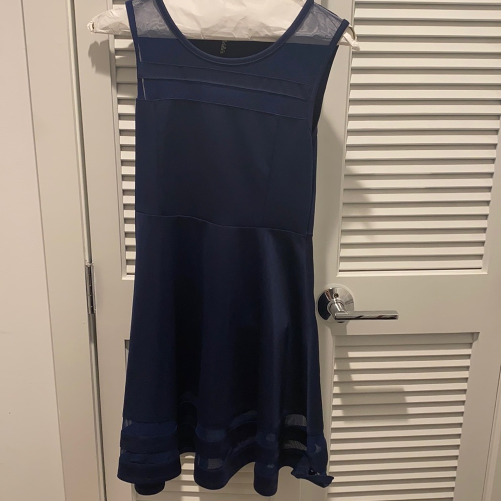 Lulus Navy Blue Sleeveless Tank Skater Dress (S)